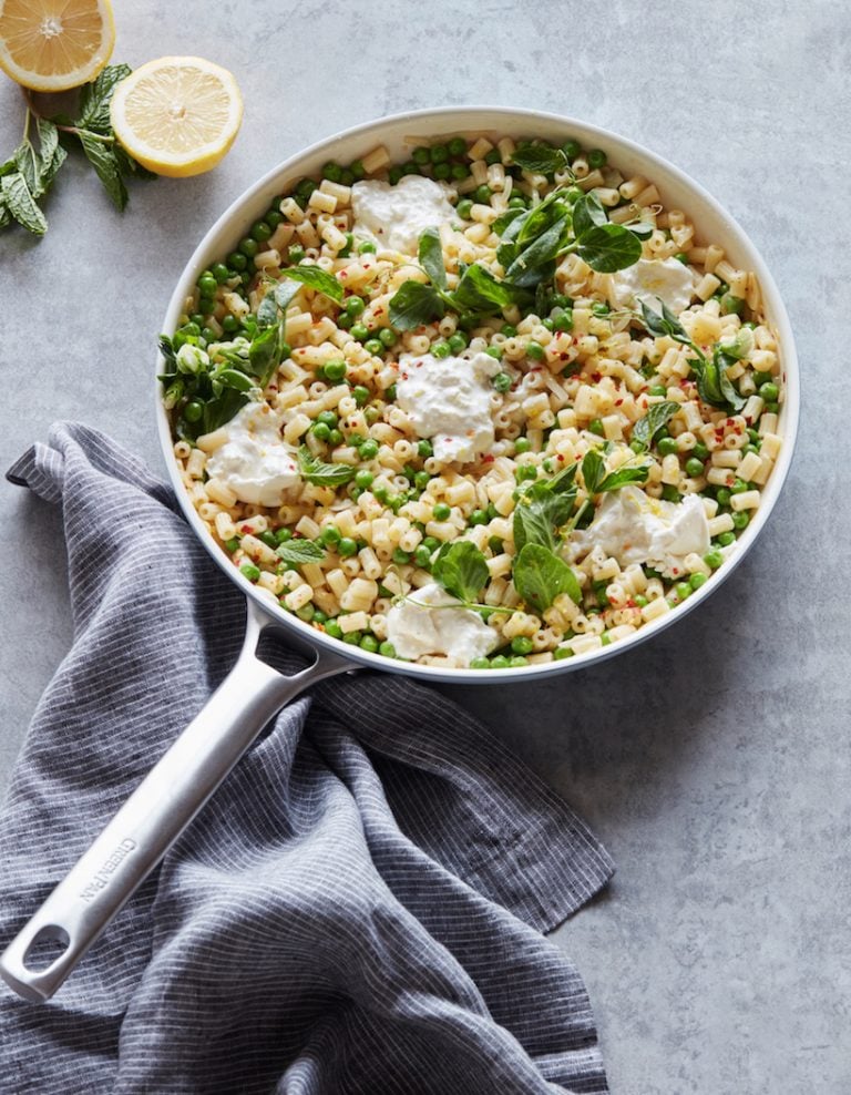 spring pea pasta with burrata