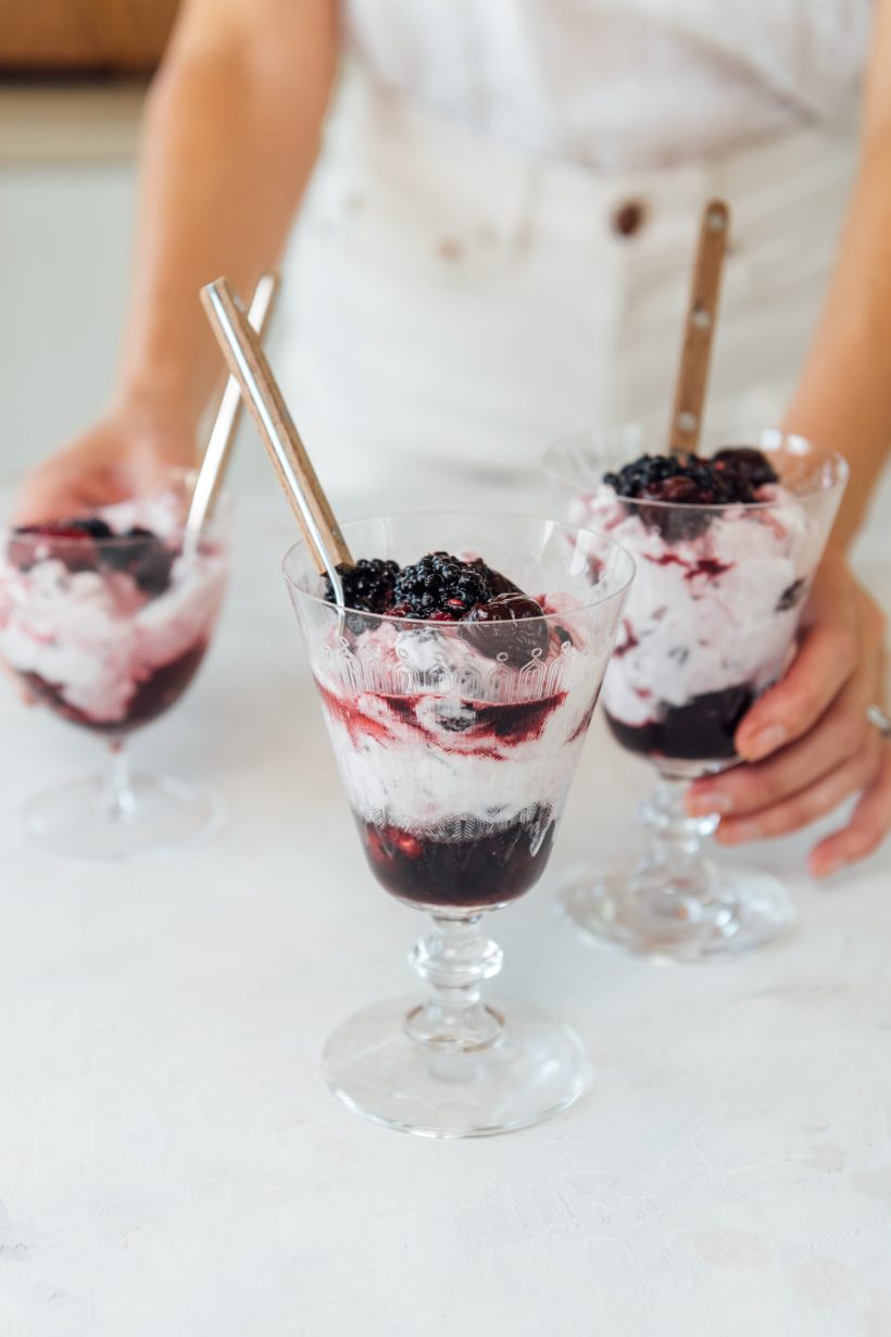 simple fruit fool dessert recipe, berries and cream, patriotic, fourth of july dessert