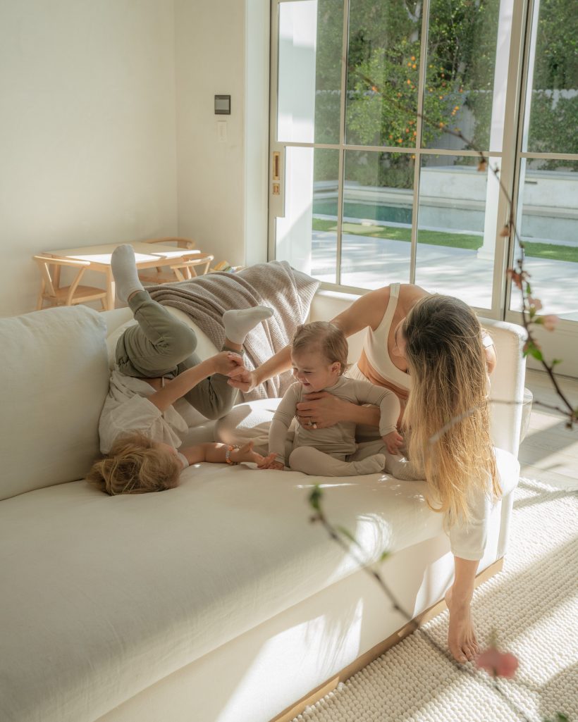 Lauren Ireland playing with children