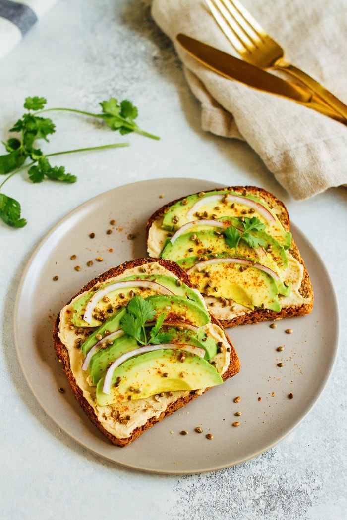 Hummus Avocado Toast with Toasted Hemp Seeds_avocado toast recipes