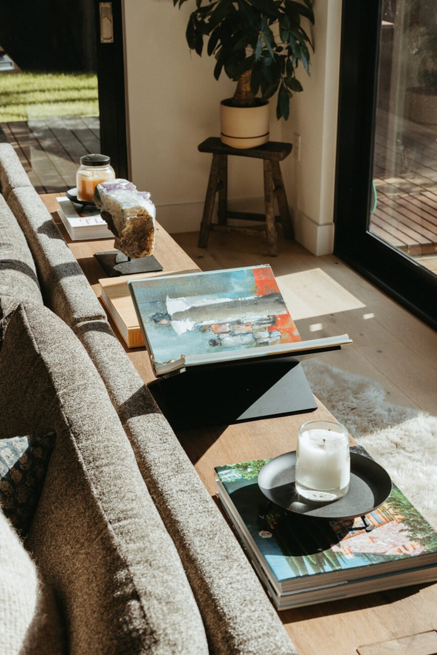 Best coffee table books on long console table.