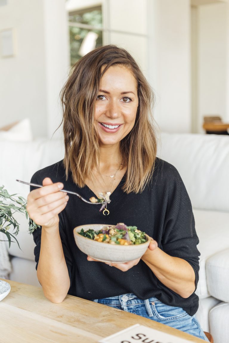 Woman eating healthy salad