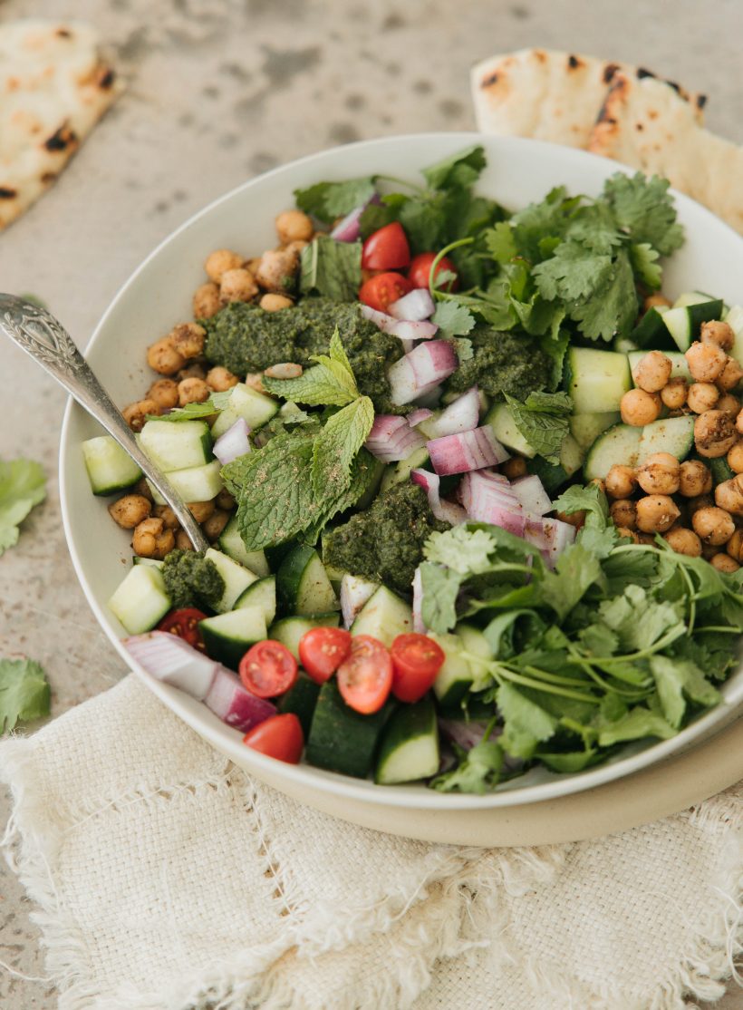 green bean salad - kachumber salad with cucumber, tomato and onion