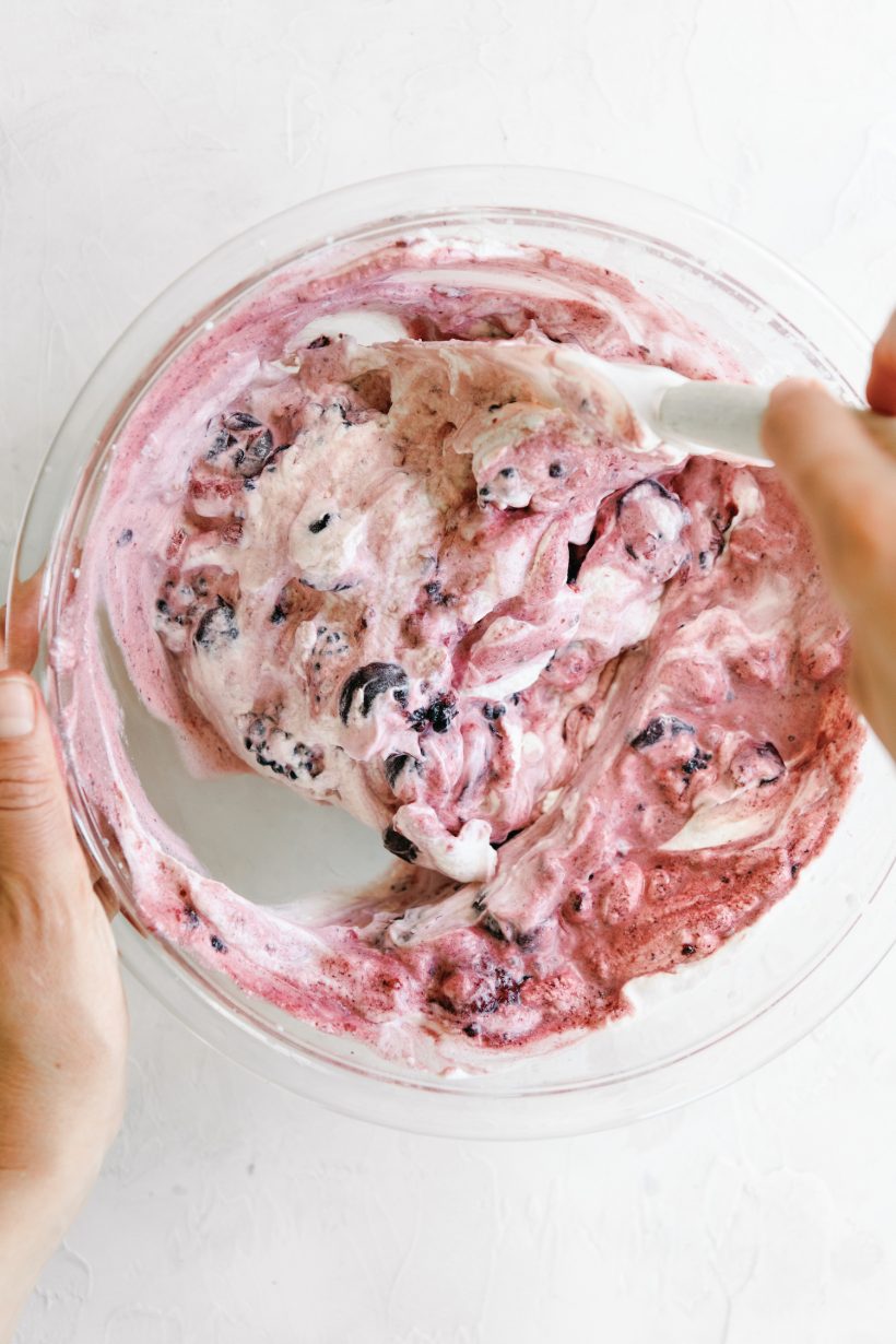 Simple fruit trick dessert recipe, berries and ice cream