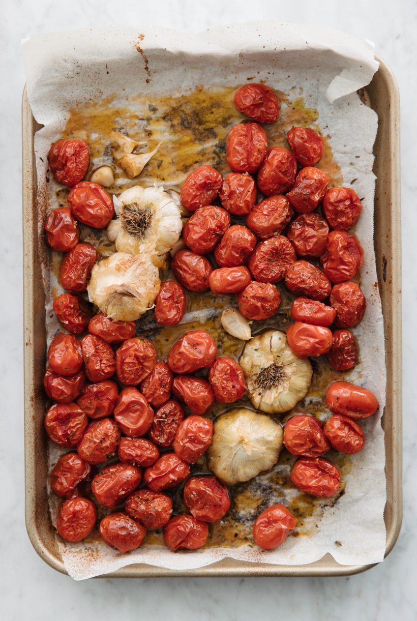 Tomato cream pasta with miso and grilled tomatoes