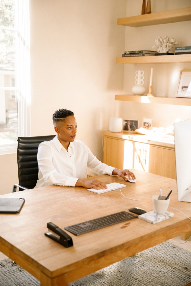 woman working at desk