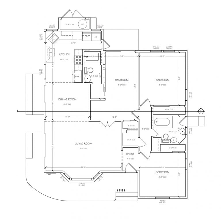 Plano de planta existente de Zuma Beach House