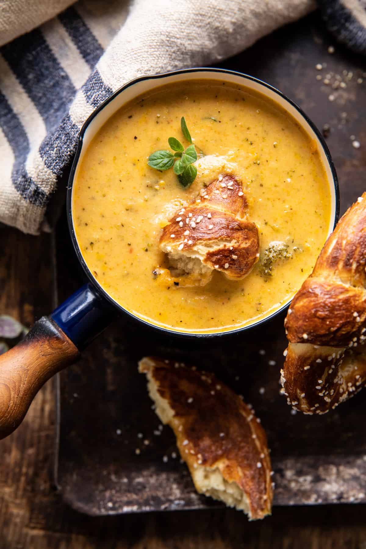 Lighter Creamy Broccoli Cheddar Soup_healthy fall soup recipes