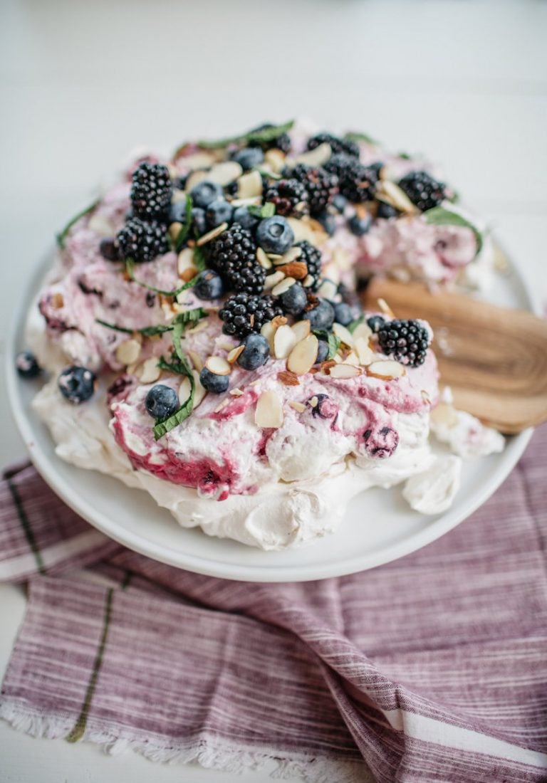 Almond & Blackberry Cream Pavlova_labor day desserts