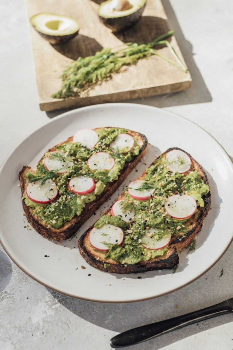 Avocado Toast with Kale Pesto and Crunchy Veggies_natural remedies for fatigue