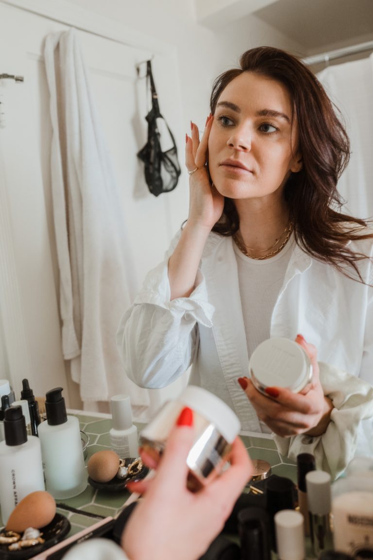 Carrie Barber applying night cream