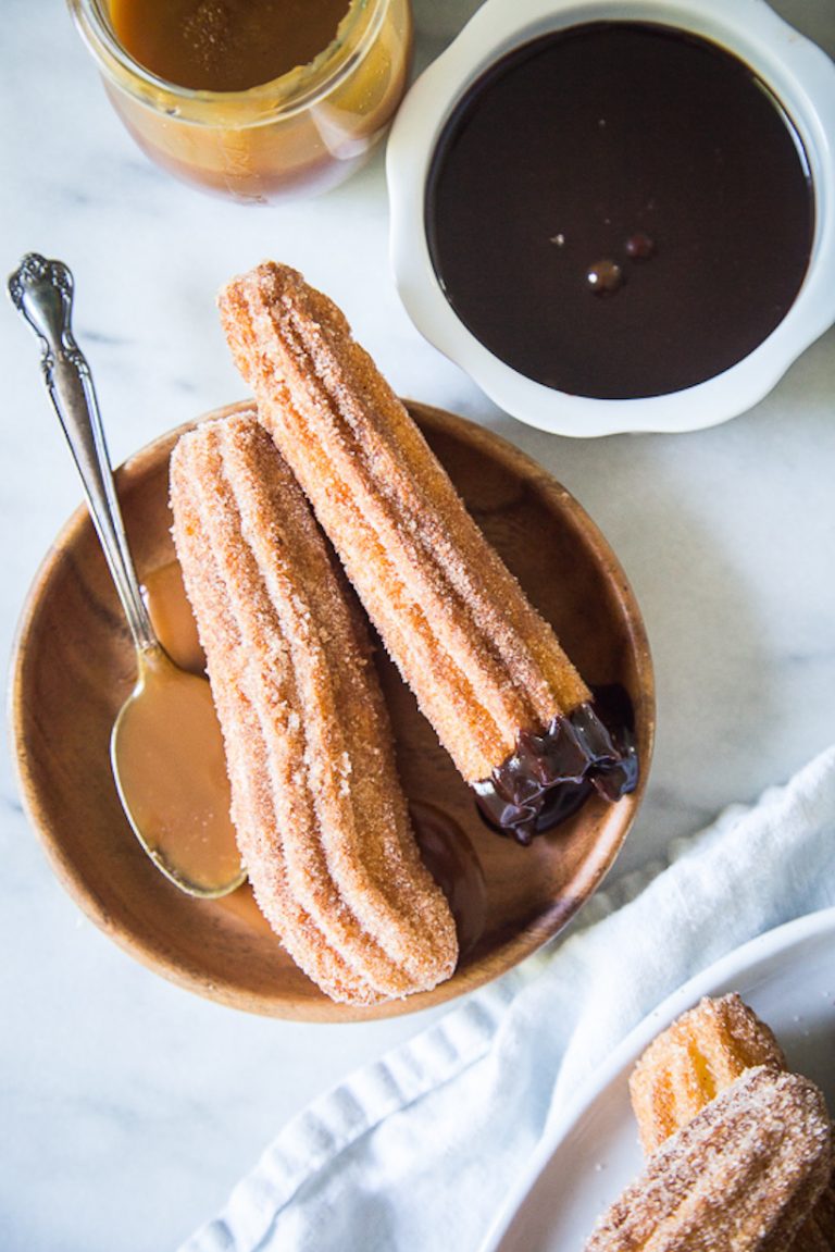 Homemade Churros & Caramel Sauce_labor day desserts