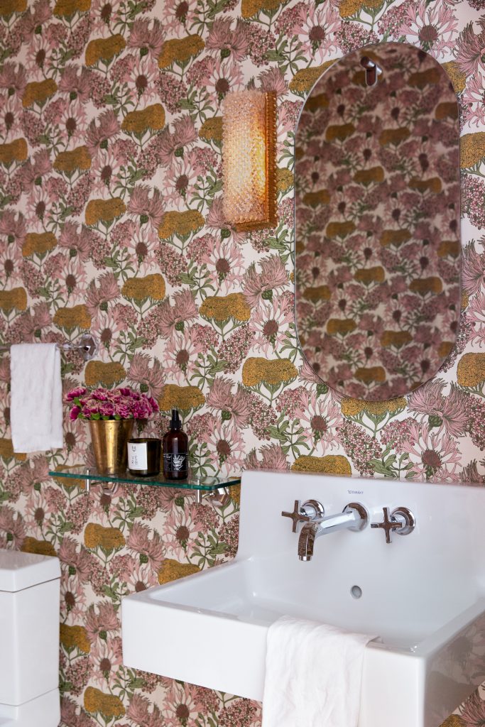 Kim West wallpaper powder room_powder room décor ideas