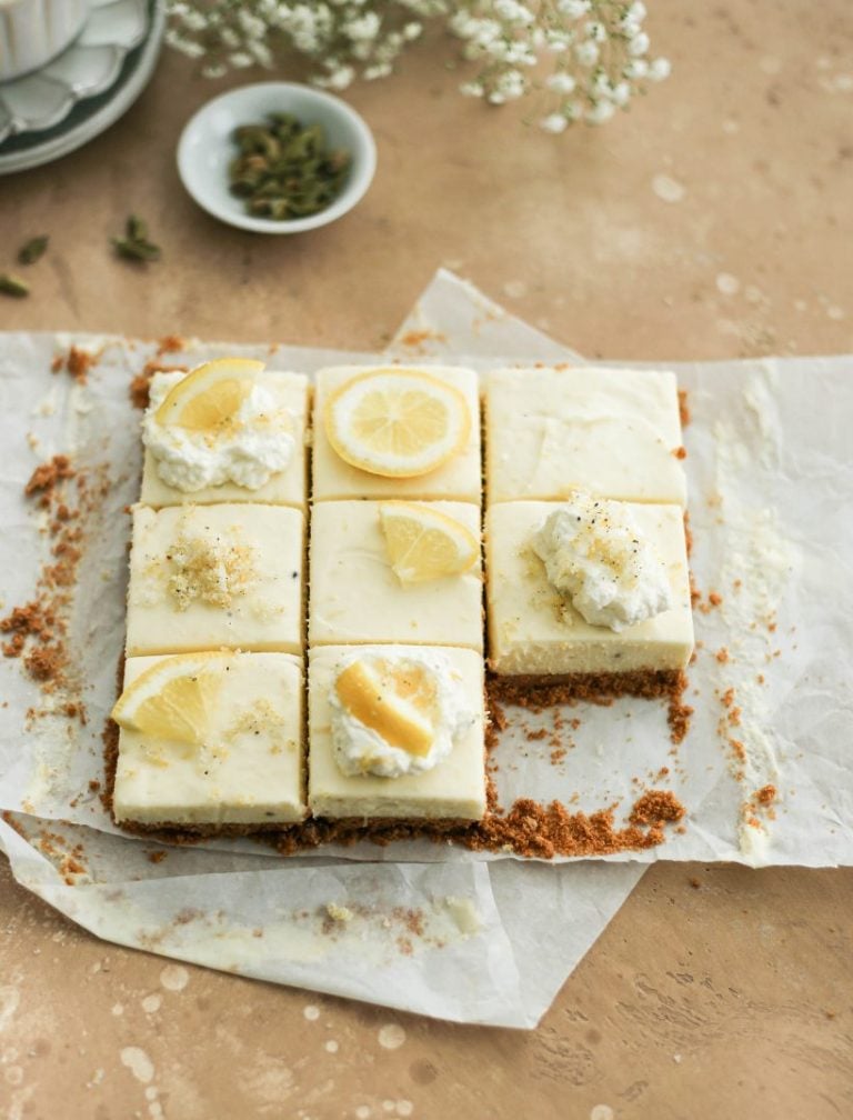 No Bake White Chocolate Lemon Cardamom Slices_labor day desserts