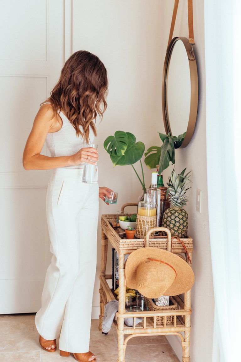 Camille Styles Tropical Bar Trolley_how to style a bar cart