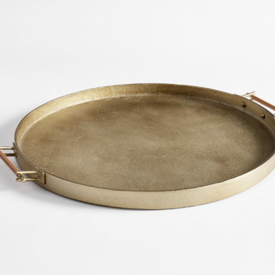 Handcrafted Beltic Brass Leather Tray