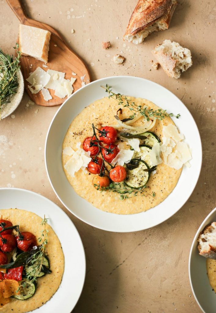 Creamy Polenta Bowls with Garlic and Mascarpone