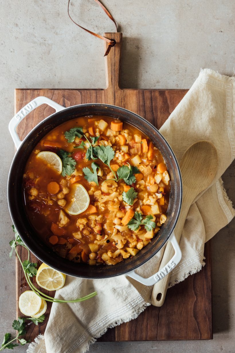 one pot moroccan vegetarian stew recipe, easy healthy dinner