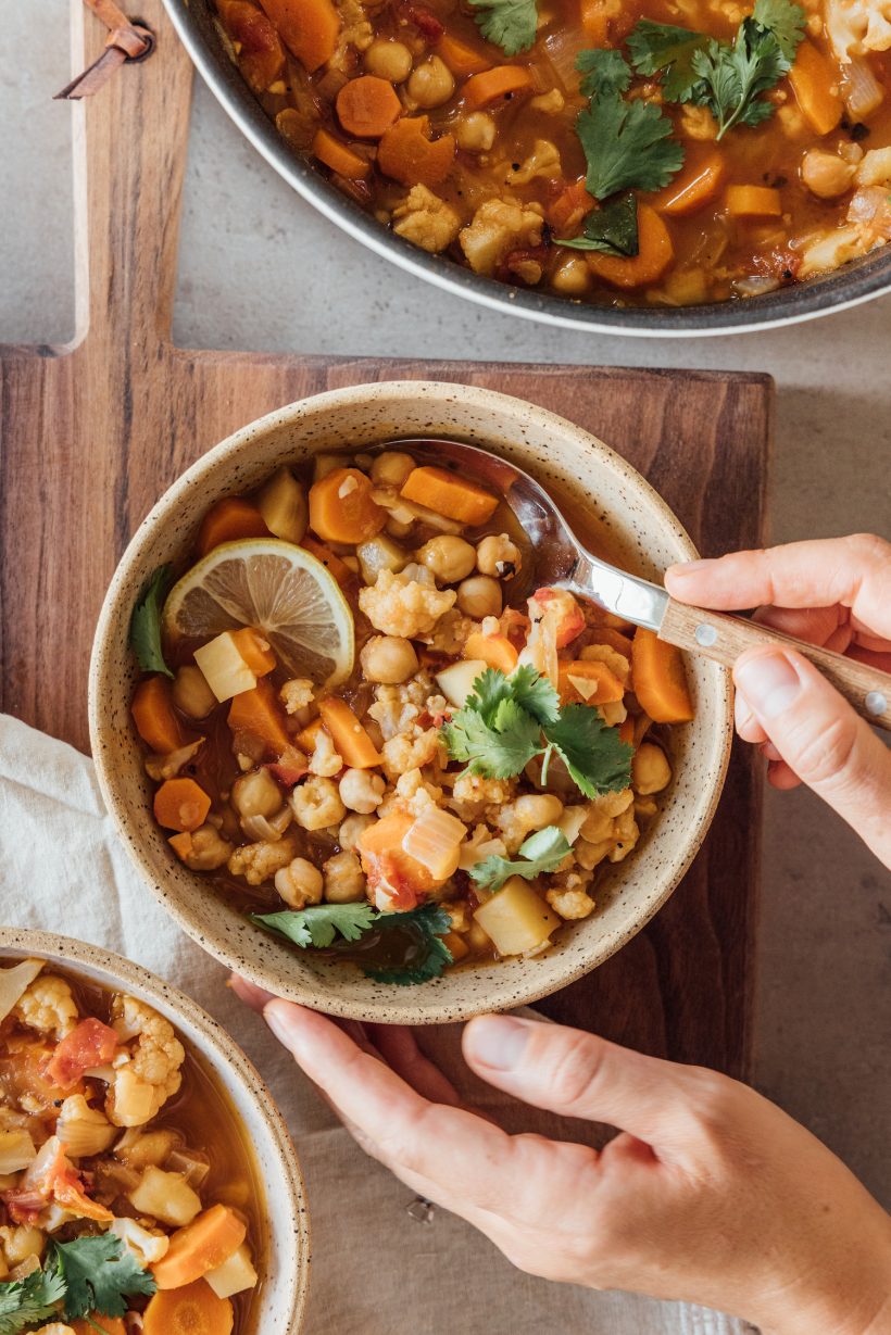 one pot moroccan vegetarian stew recipe, easy healthy dinner