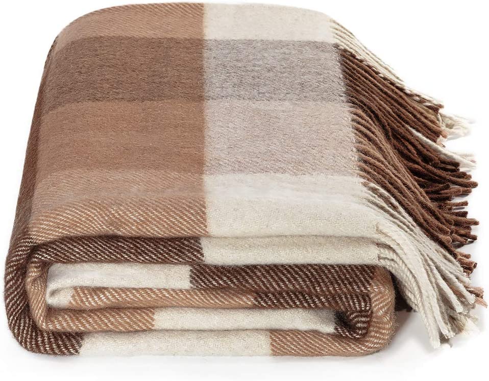 Farridoro Wool Fringe Throw Blanket