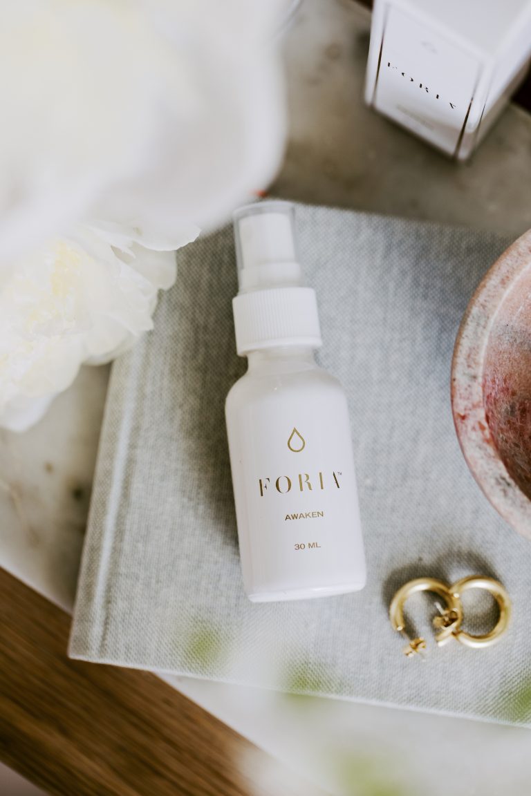 Close-up of Foria Awaken Oil.