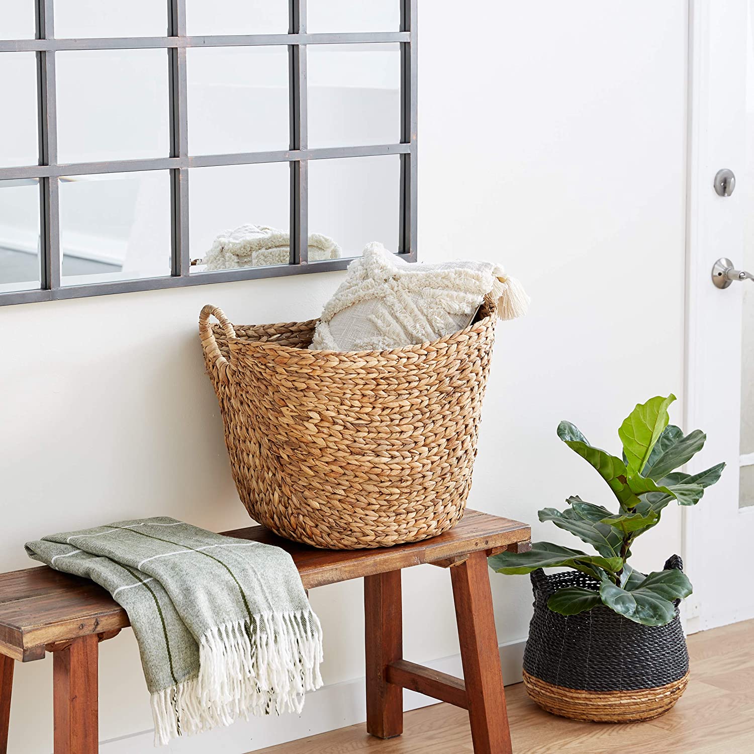Seagrass Rectangle Storage Basket with Ring Handles