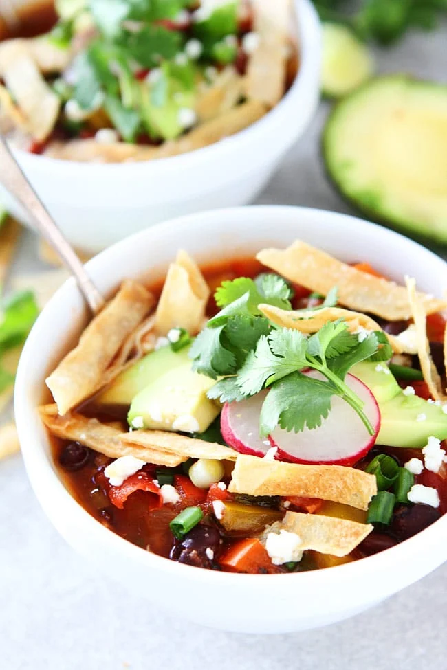 Slow Cooker Black Bean Tortilla Soup from two peas & their pod_crockpot meals for a crowd