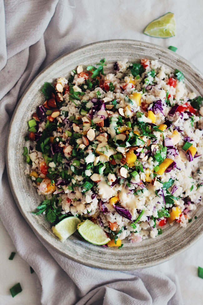 Thai Cauliflower Rice Salad With Peanut Butter Sauce_vegan cauliflower rice recipes