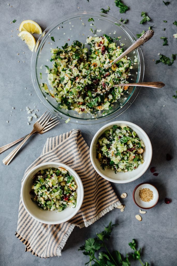 Gluten-Free Cauliflower Tabbouleh_vegan cauliflower rice recipes