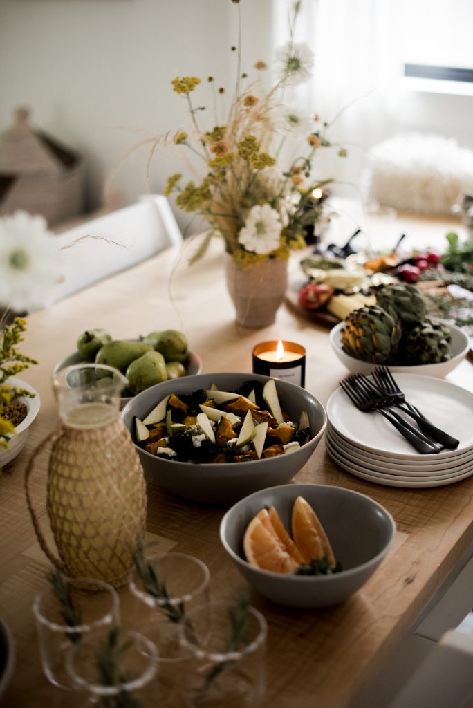 Sophie Collins' fall harvest salad tablescape