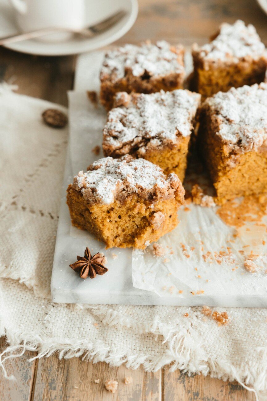 Bolo de abóbora com streusel de canela