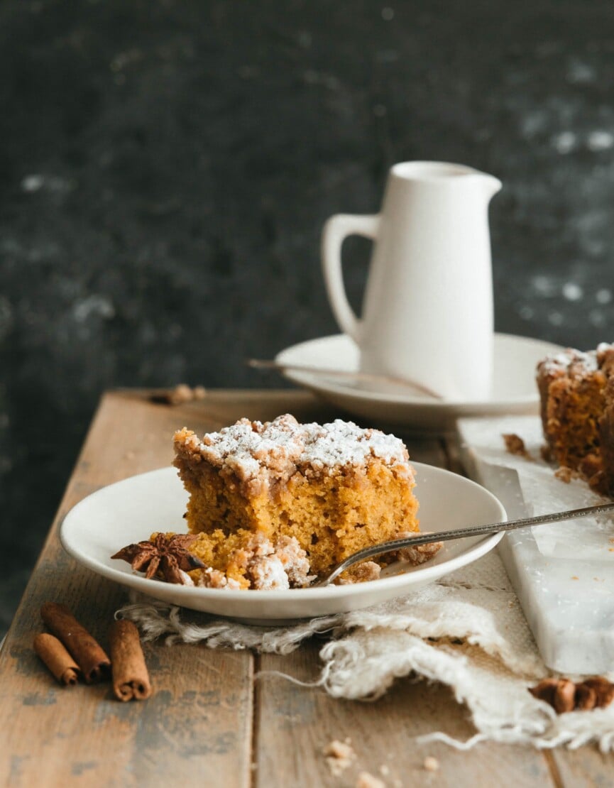 pumpkin snack cake with cinnamon streusel