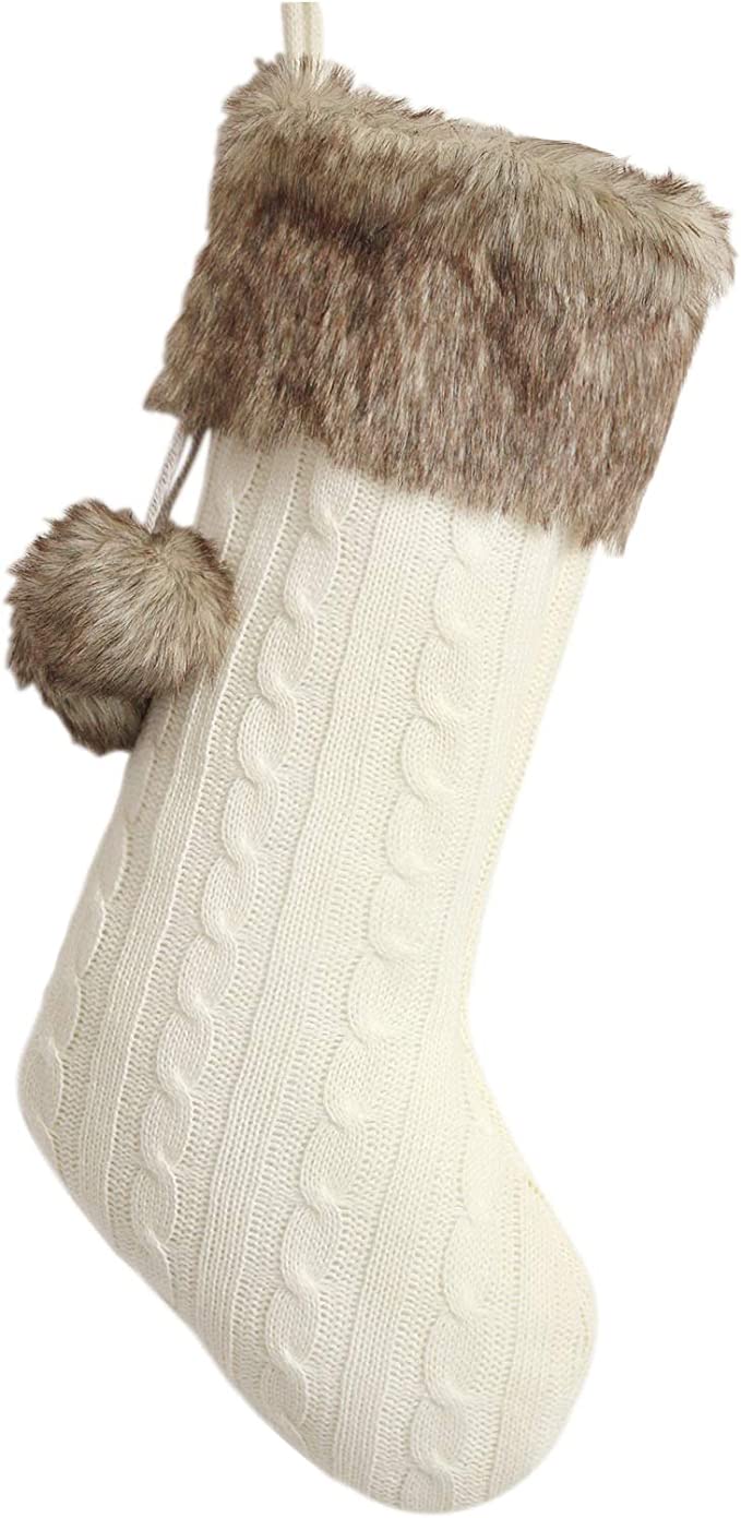 ivory cable knit stocking