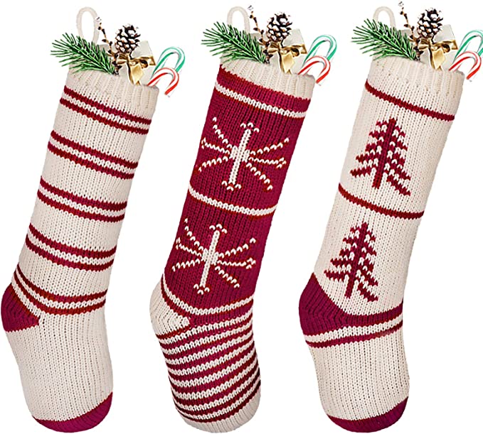 vintage-inspired knit stockings from amazon