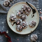 chewy chocolate peppermint cookie, snowball christmas cookie