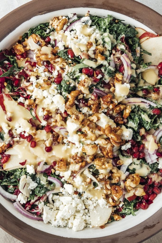 Holiday Jewels Chopped Kale Salad with Mustard-Shallot Vinaigrette_easy winter recipes