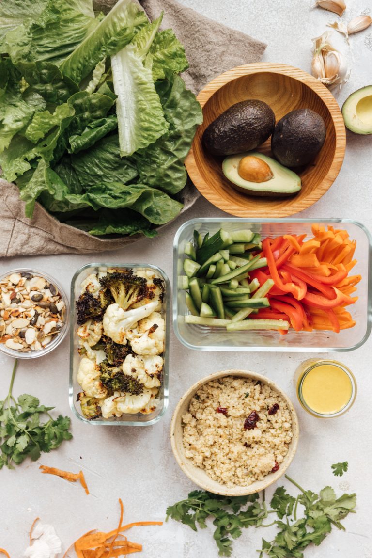 meal prep ingredients in containers