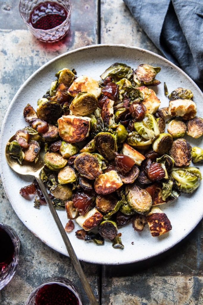 pan roasted brussels sprouts with bacon date and halloumi_best brussels sprouts recipes