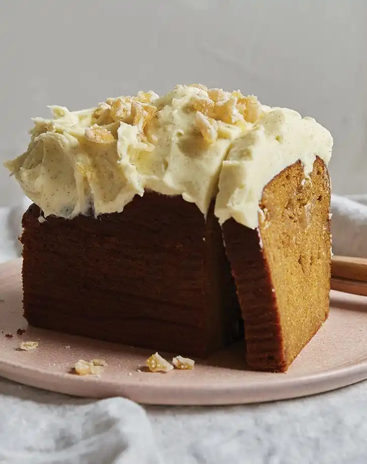 spiced sweet potato cake with cream cheese frosting