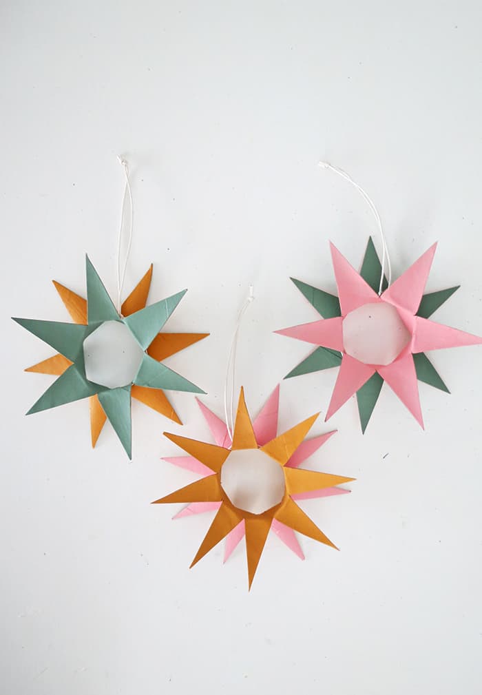 Christmas ornaments made from toilet paper rolls