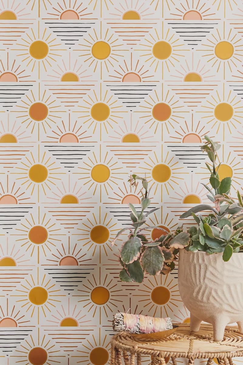 Pele and Stick Wallpaper Accent Wall via Urban Outfitters Camille Styles