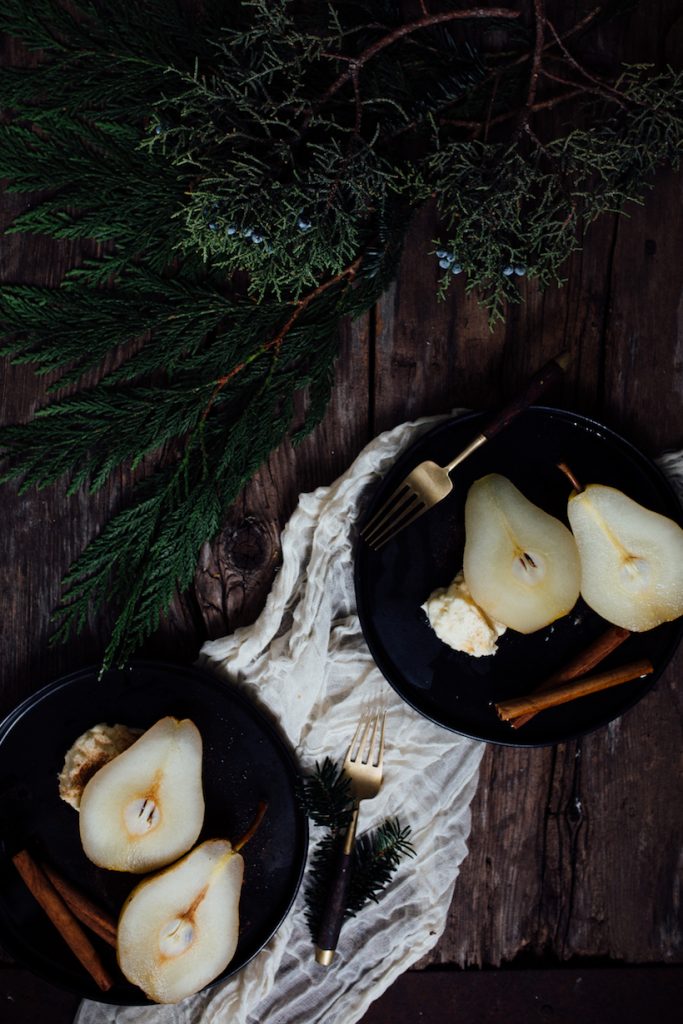 Chai Spiced Poached Pears With Mascarpone healthy new year's eve recipes