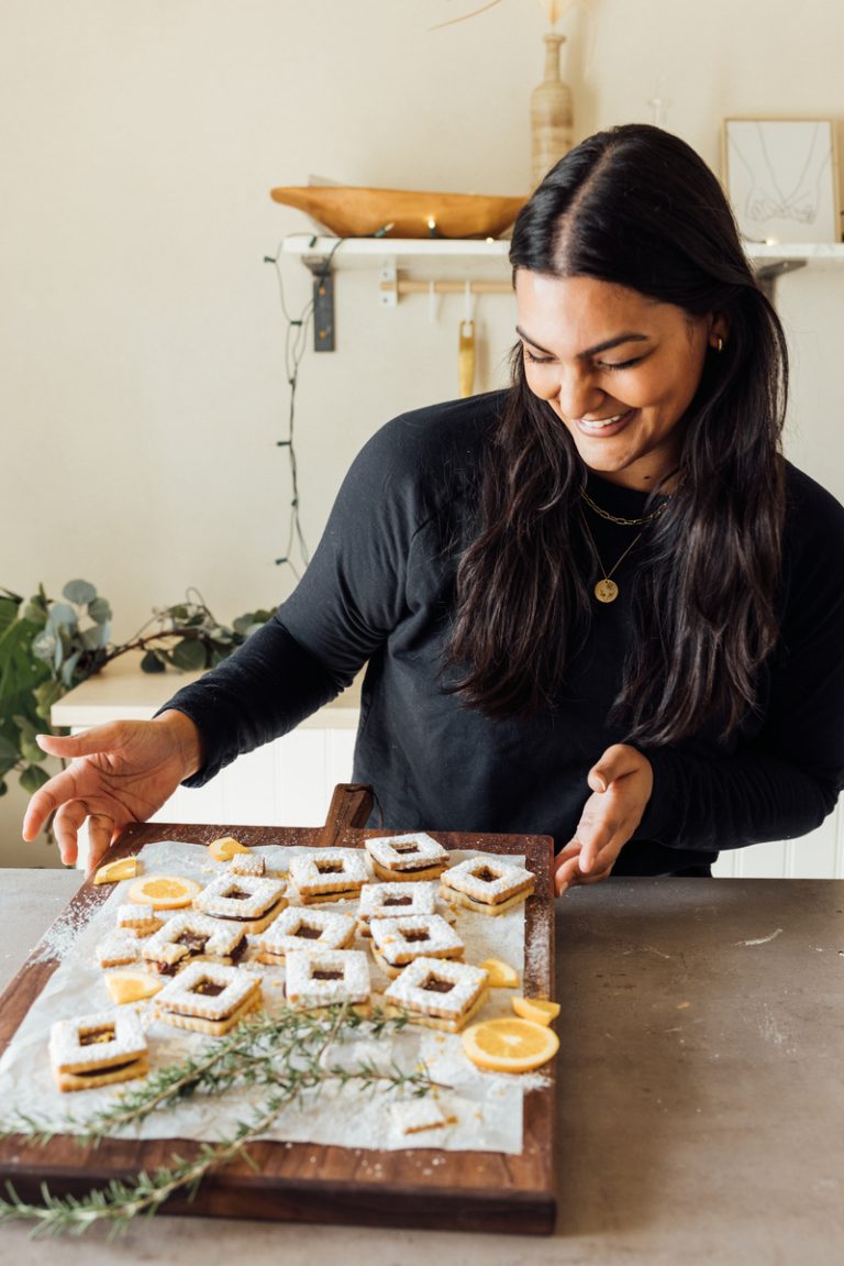 chocolate linzer shortbread cookies new year's intentions