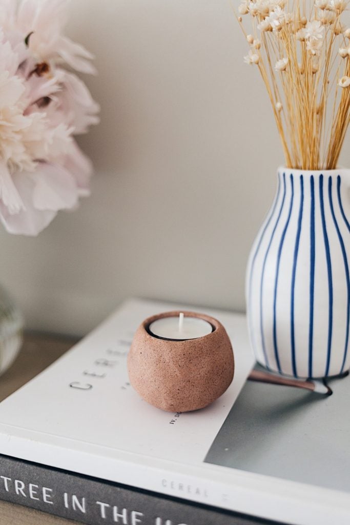 DIY faux stoneware candle holders