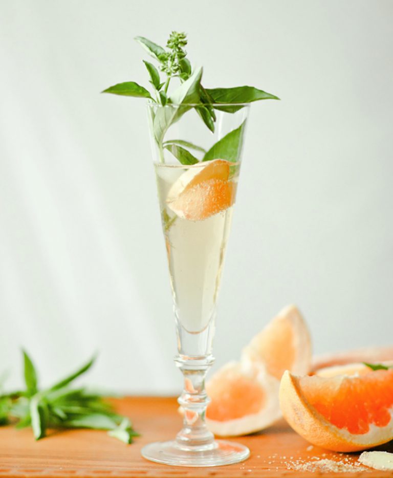Ginger Basil Grapefruit Spritzer healthy new year's eve recipes
