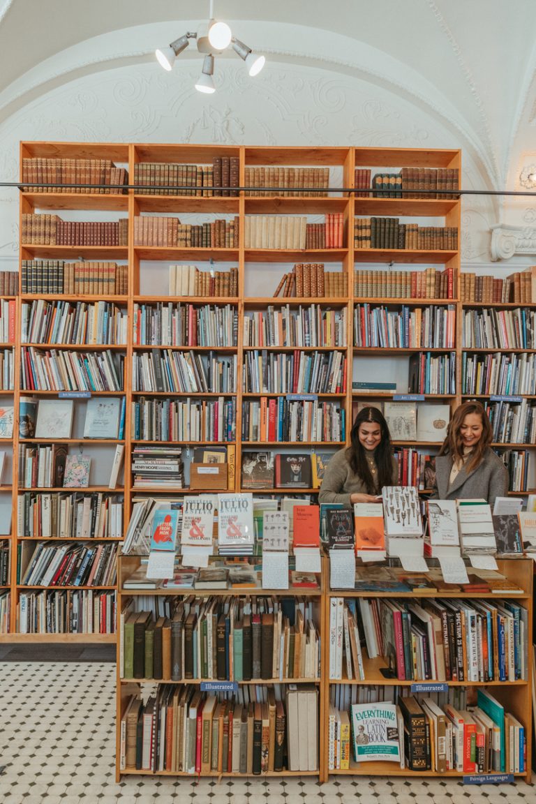 women browsing in bookstore