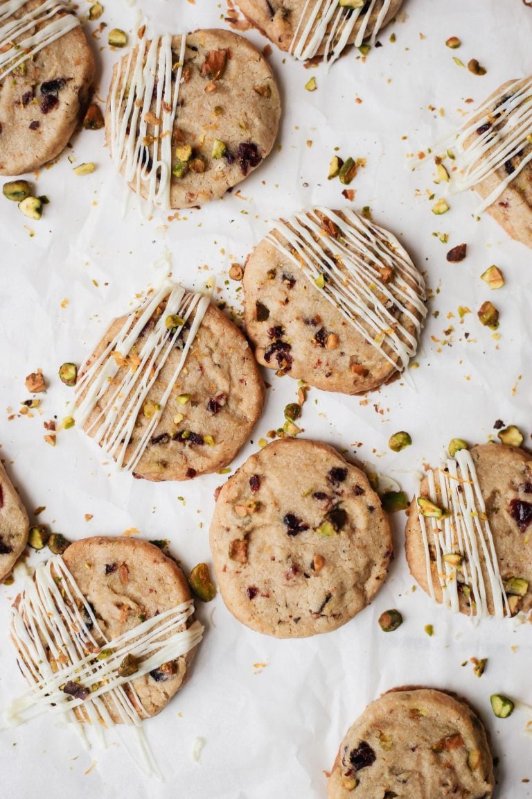 Orange Cranberry, Pistachio, and Cardamom White Chocolate Slice and Bake Cookies best christmas cookie recipes