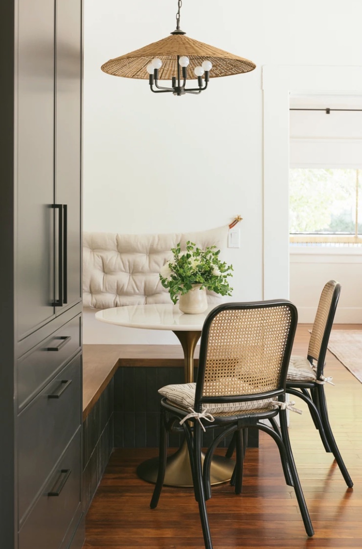 Dining nook with chairs. 