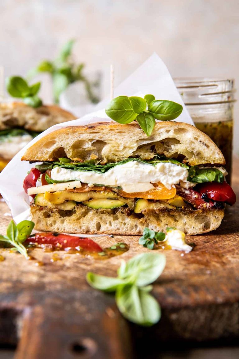 Grilled Vegetable Burrata Sandwich with Lemon Thyme Honey Mustard_vegetarian sandwich recipes