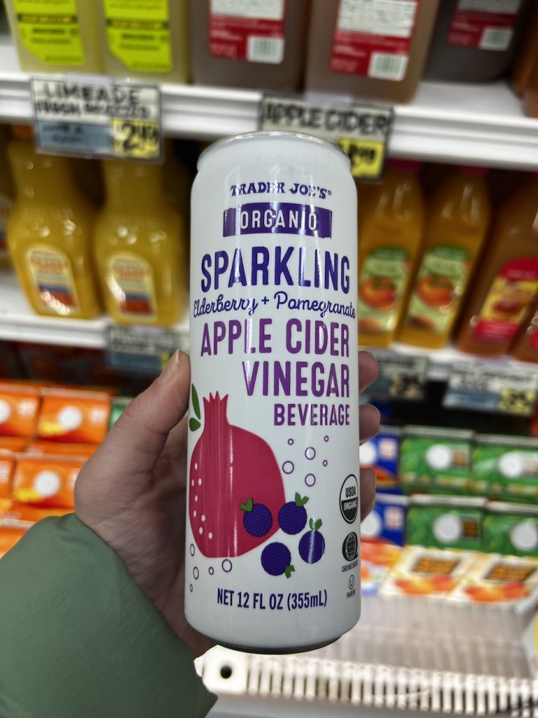 Sparkling Elderberry + Pomegranate Apple Cider Vinegar Beverage healthy trader joe's products